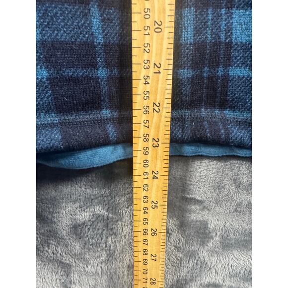 The North Face Men's Gordon Lyons 1/4 Zip fleece jacket in a blue plaid SZ Small - Picture 4 of 8